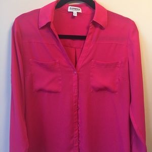 Express Portofino hot pink button down shirt